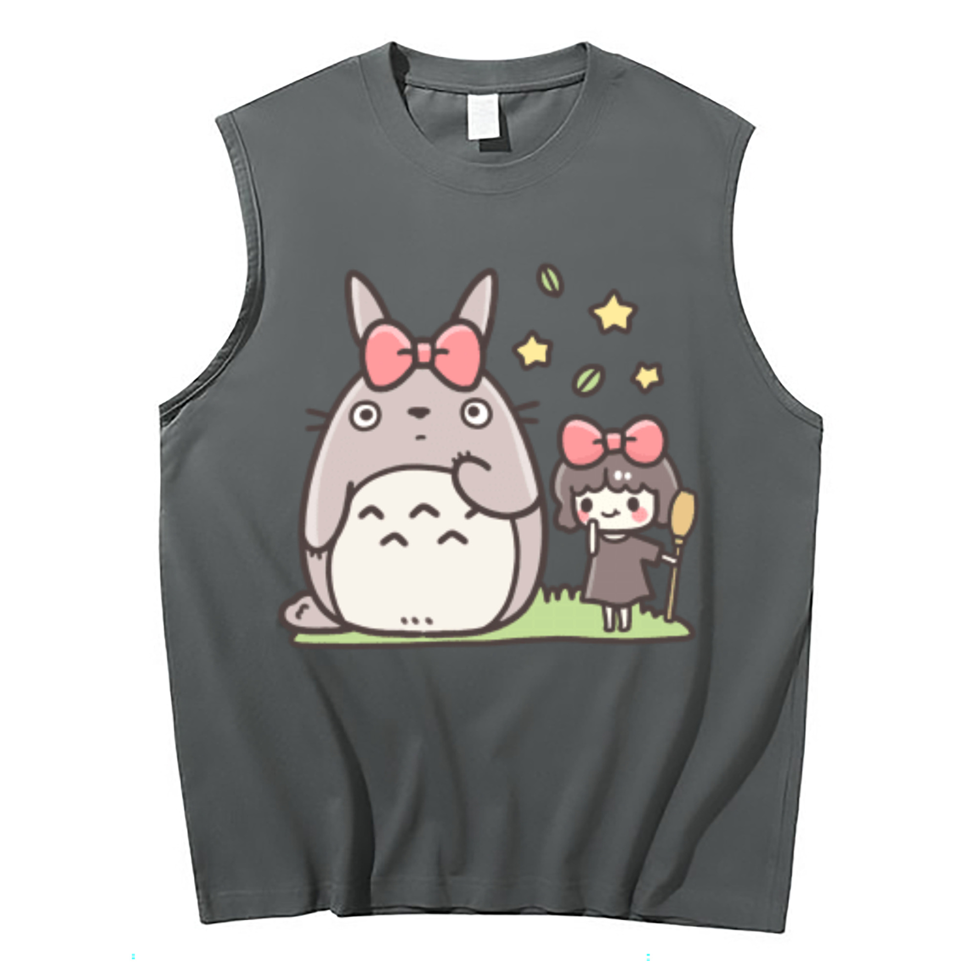 （画像用） となりのトトロ 草壁メイ 草壁サツキ My Neighbor Totoro Satsuki Kusakabe Mei Kusakabe コットン100％タンクトップ（フロントプリント）
